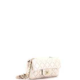 Chanel Classic Single Flap Bag Quilted Iridescent Calfskin Mini Gold