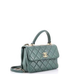 Chanel Trendy CC Top Handle Bag Quilted Lambskin Small Green
