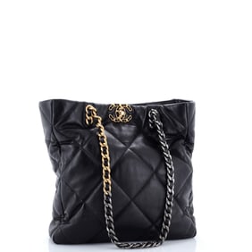 Chanel 19 Shopping Bag Quilted Leather Medium Black