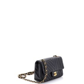 Chanel Classic Single Flap Bag Chevron Lambskin Mini Black