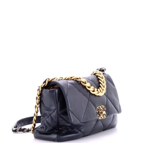 Chanel 19 Flap Bag Quilted Leather Large Blue