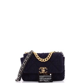 Chanel 19 Flap Bag Quilted Tweed Medium Blue