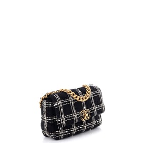 Chanel 19 Flap Bag Quilted Tweed Medium Black