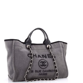 Chanel Deauville Tote Canvas with Sequins Medium Gray