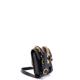 Chanel City School Flap Messenger Bag Quilted Aged Calfskin Mini Black