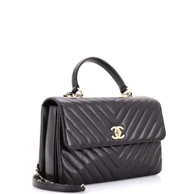 Chanel Trendy CC Top Handle Bag Chevron Lambskin Medium Black