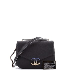 Chanel Thread Around Flap Bag Quilted Caviar Medium Black