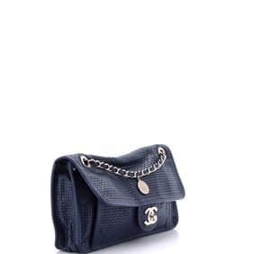 Chanel Up In The Air Flap Bag Perforated Leather Medium Blue