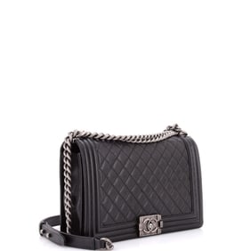Chanel Boy Flap Bag Quilted Caviar New Medium Black