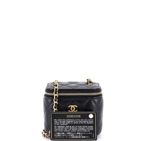 Chanel Pearl Crush Vanity Case with Chain Quilted Lambskin Mini Black