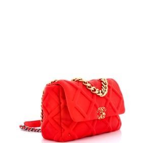 Chanel 19 Flap Bag Quilted Jersey Large Red