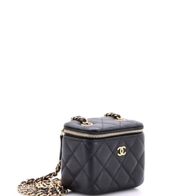 Chanel Classic Vanity Case with Chain Quilted Caviar Mini Black