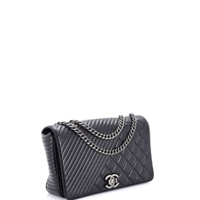 Chanel Coco Boy Flap Bag Quilted Aged Calfskin Medium Black