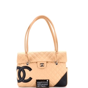 Chanel Cambon Flap Tote Quilted Leather Large Neutral