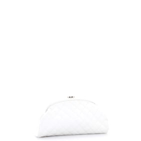 Chanel Timeless Clutch Quilted Caviar White