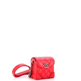 Chanel Trunk-Like Crossbody Bag Quilted Lambskin Mini Red