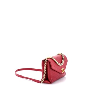 Chanel Coco Chevron Flap Bag Stitched Calfskin Small Red