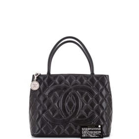 Chanel Medallion Tote Quilted Caviar Black