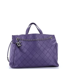 Chanel CC Pocket Tote Quilted Calfskin Large Purple