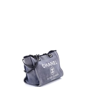 Chanel Deauville Tote Canvas Small Blue