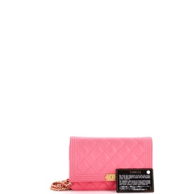 Chanel Boy Wallet on Chain Quilted Lambskin Pink