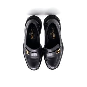 Chanel Women's CC Loafers Quilted Leather Black
