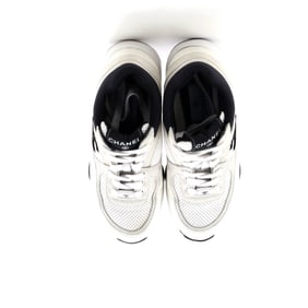 Chanel Women's CC Low-Top Sneakers Leather and Mesh Black, White
