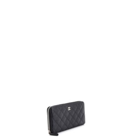 Chanel Zip Around Wallet Quilted Caviar Long Black