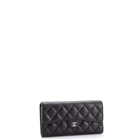 Chanel L-Flap Wallet Quilted Lambskin Long Black
