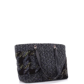 Chanel Cambon Tote Quilted Tweed Large Blue