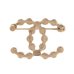 Chanel CC Brooch Metal with Crystals Gold