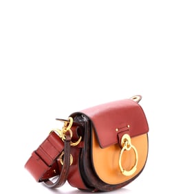 Chloe Tess Bag Leather and Lizard Embossed Leather Small Red