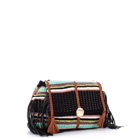 Chloe Penelope Soft Shoulder Bag Knit Crochet and Leather Large Multicolor