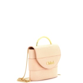 Chloe Aby Lock Bag Lizard Embossed Leather Small Neutral