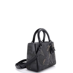 Christian Dior Butterfly Lady Dior Bag Embroidered and Beaded Leather Medium Black