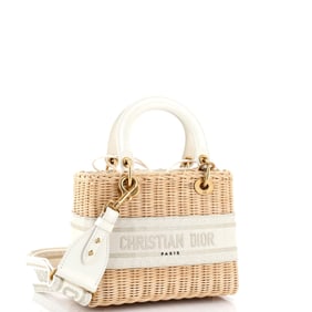 Christian Dior Lady Dior Bag Wicker and Oblique Canvas Medium Neutral