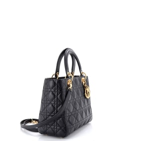 Christian Dior Lady Dior Bag Cannage Quilt Lambskin Medium Black