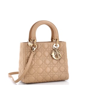 Christian Dior Lady Dior Bag Cannage Quilt Lambskin Medium Neutral