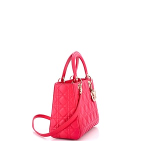 Christian Dior Lady Dior Bag Cannage Quilt Lambskin Medium Pink
