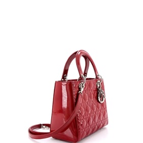 Christian Dior Lady Dior NM Bag Cannage Quilt Patent Medium Red