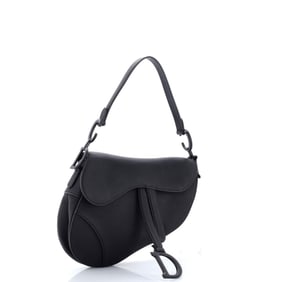 Christian Dior Ultra Matte Saddle Handbag Leather Medium Black