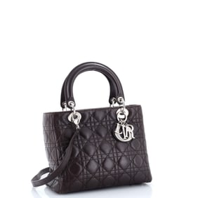 Christian Dior Lady Dior Bag Cannage Quilt Lambskin Medium Brown
