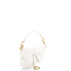 Christian Dior Saddle Handbag Oblique Canvas Mini White