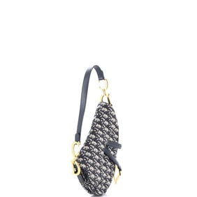 Christian Dior Saddle Handbag Oblique Canvas Medium Blue