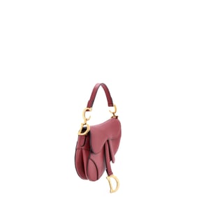 Christian Dior Saddle Handbag Leather Mini Red