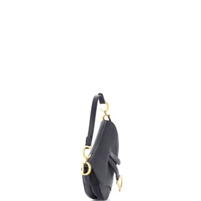 Christian Dior Saddle Handbag Leather Mini Black