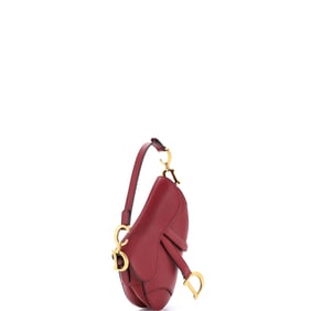 Christian Dior Saddle Handbag Leather Mini Red