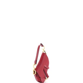 Christian Dior Saddle Handbag Leather Mini Red