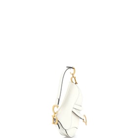 Christian Dior Saddle Handbag Leather Mini Neutral