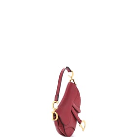 Christian Dior Saddle Handbag Leather Mini Red